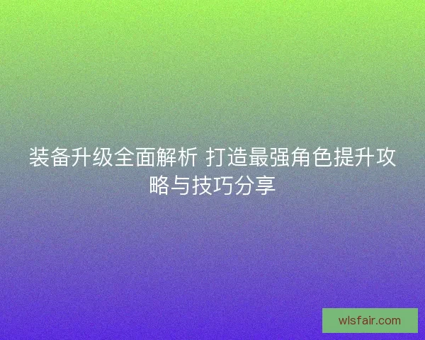 装备升级全面解析 打造最强角色提升攻略与技巧分享